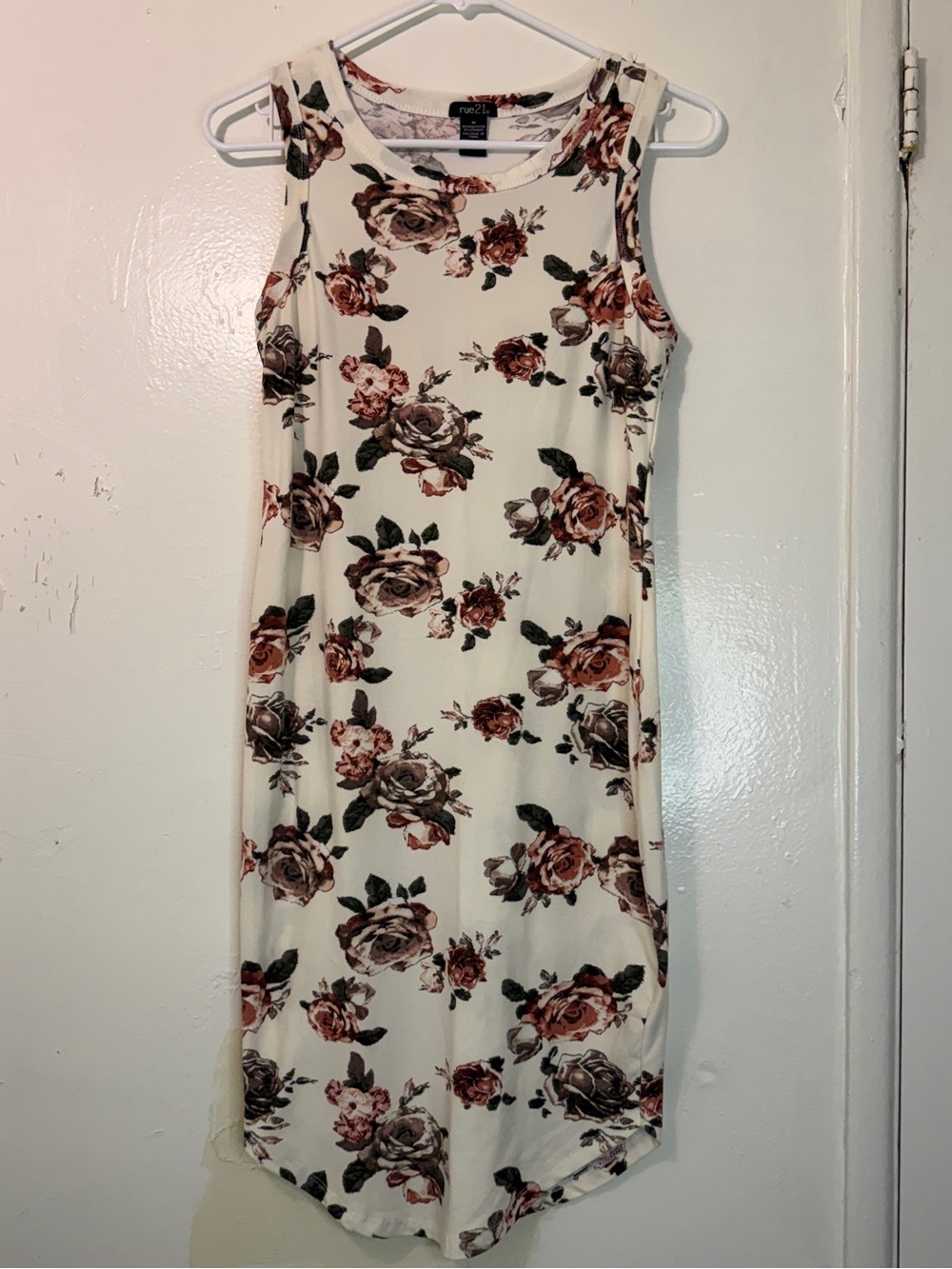 Rue21 Vintage Style Floral Bodycon Tank Dress Medium Whimsigoth Goth Cottagecore